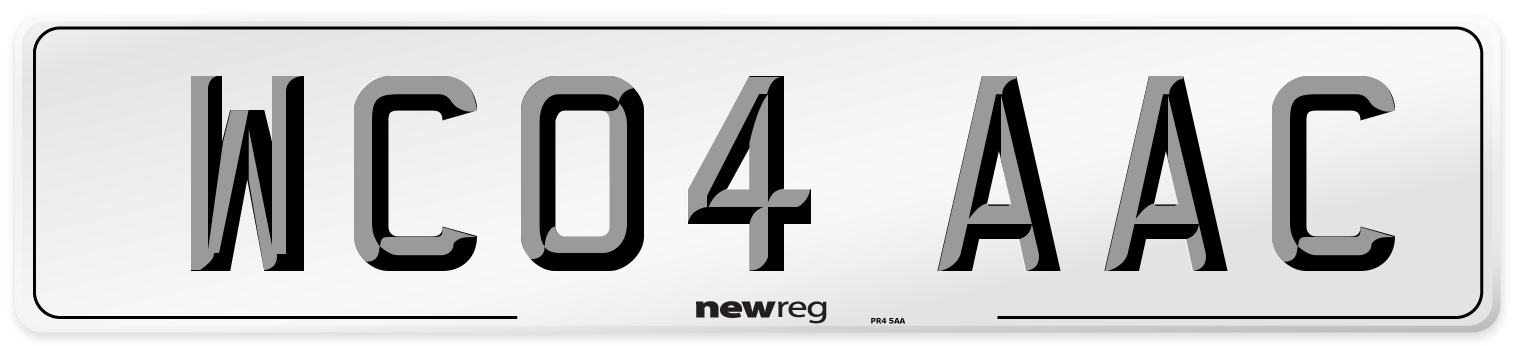 WC04 AAC Number Plate from New Reg